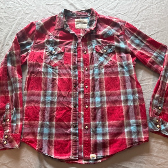 Vintage Aeropostale Red Plaid Button Down Shirt with pearl snaps western - Picture 1 of 9